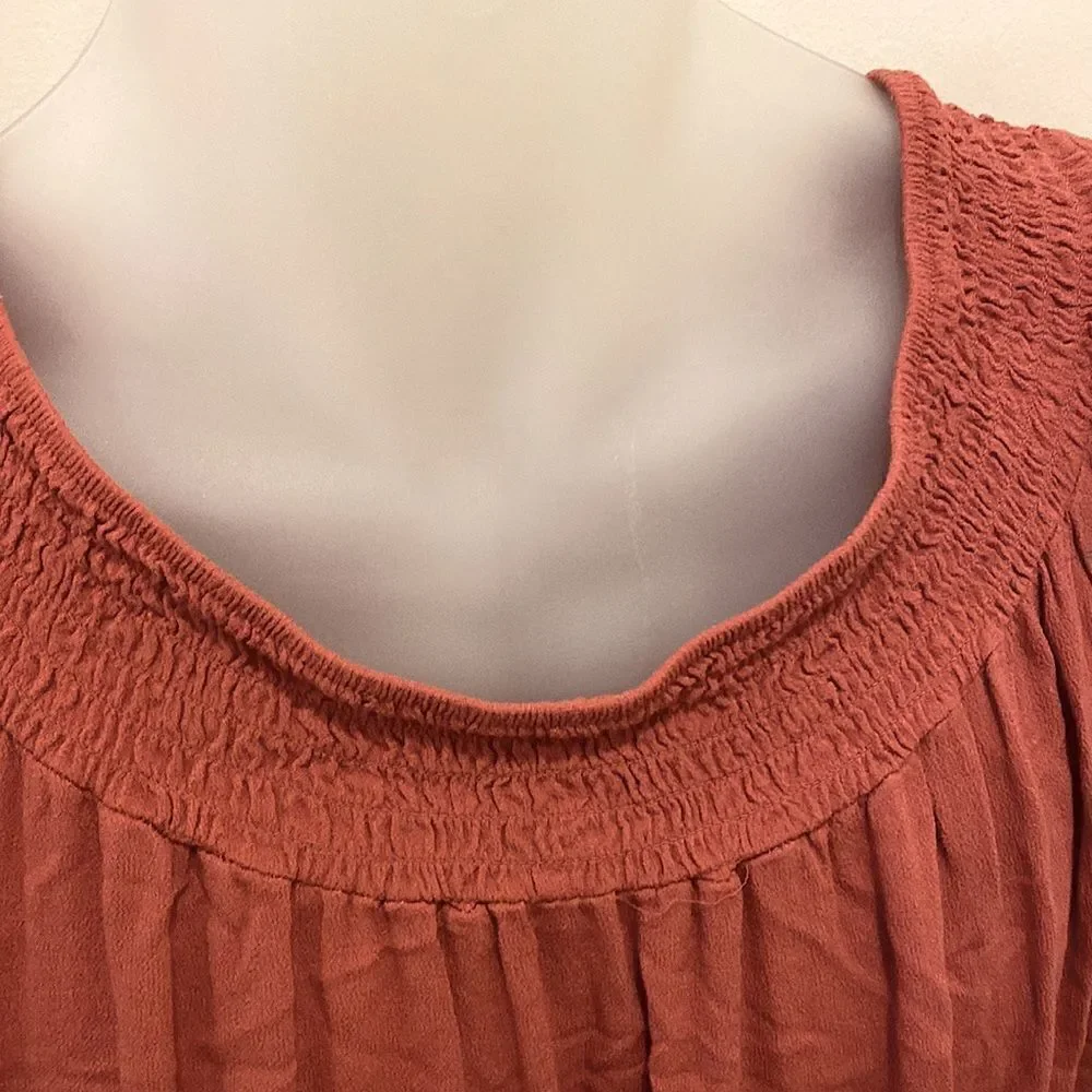 Tantrums Burnt Orange Embroidered Tunic Boho Hippie Shirt Top size XL